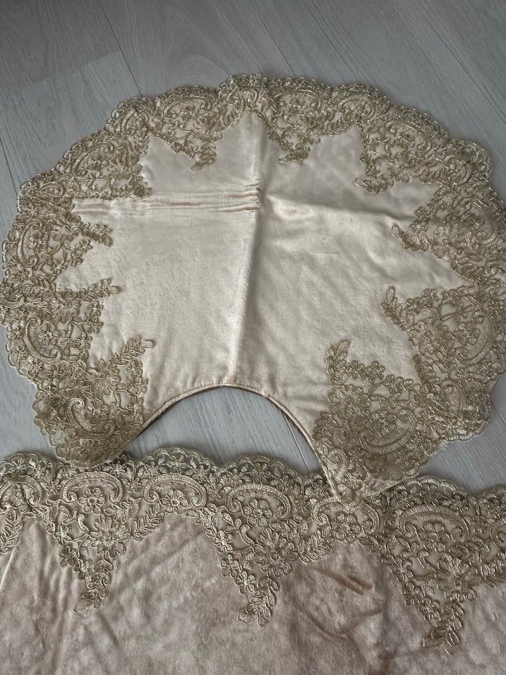 İşlemeli Dantelli Banyo Seti - Görsel 4