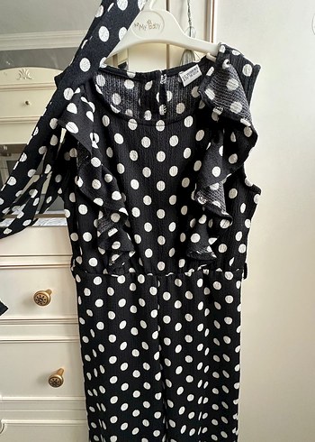 Siyah Puantiyeli Düğmeli Çocuk Tulum - Görsel 3