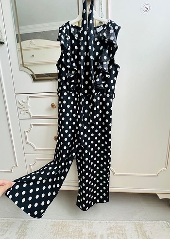 Siyah Puantiyeli Düğmeli Çocuk Tulum - Görsel 5