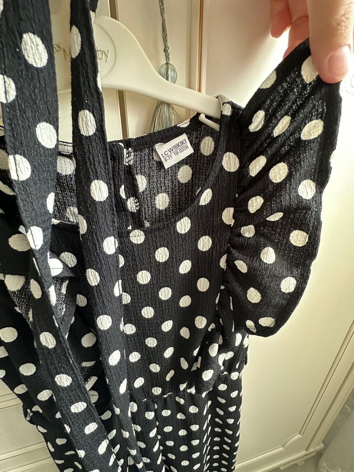 Siyah Puantiyeli Düğmeli Çocuk Tulum - Görsel 2