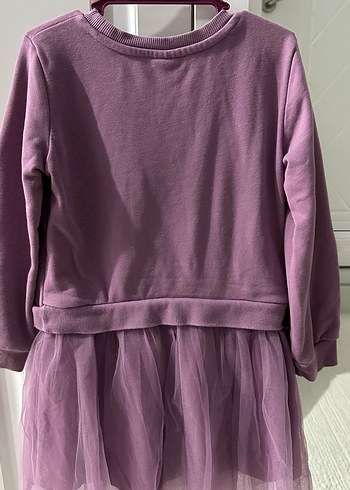 Uzun Kollu Mor Kız Çocuk Elbise - Görsel 5