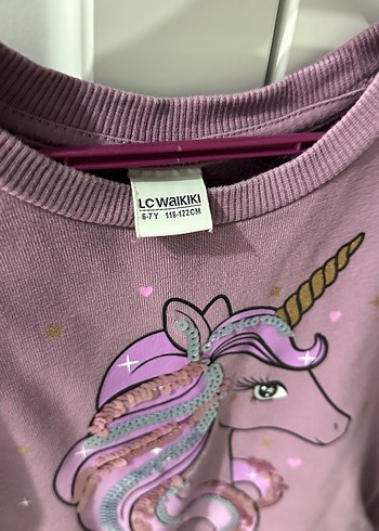 Uzun Kollu Mor Kız Çocuk Elbise - Görsel 4