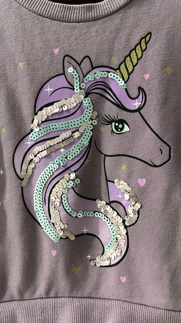 Uzun Kollu Mor Kız Çocuk Elbise - Görsel 3