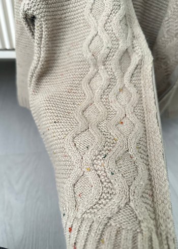 Bej Erkek Çocuk Örgü Fermuarlı Hırka - Görsel 5