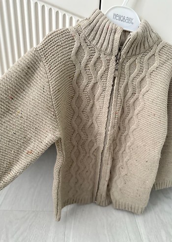 Bej Erkek Çocuk Örgü Fermuarlı Hırka - Görsel 2