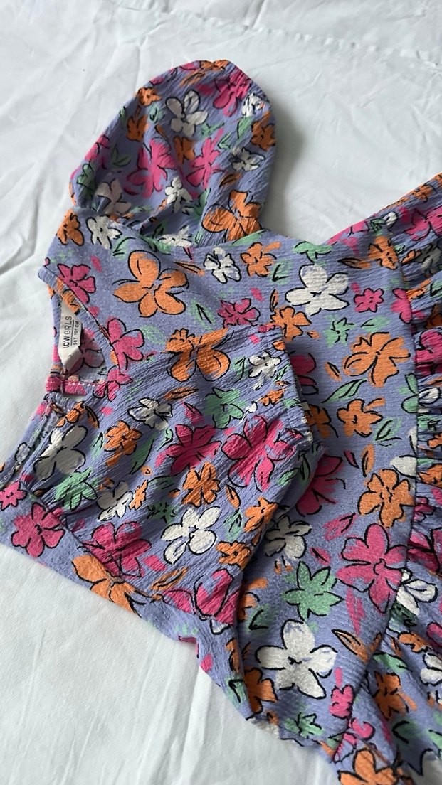 Çiçek Desenli Bohem Kız Elbisesi - Görsel 3