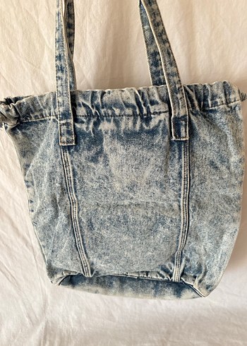 Beden mavi Renk Y2k Vintage Denim Kumaşlı Bağcıklı Kadın Çanta