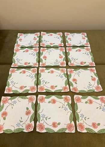 Nakışlı Vintage Pastel Renkli sehpa büfe Örtüsü - Görsel 5