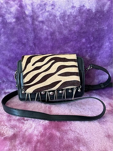 Beden Y2k vintage zebra desen zımba detay çanta