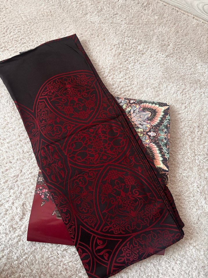 Bordo Marrakech Desenli Şal - Görsel 2