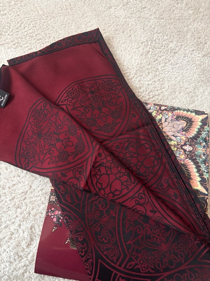 Bordo Marrakech Desenli Şal - Görsel 3