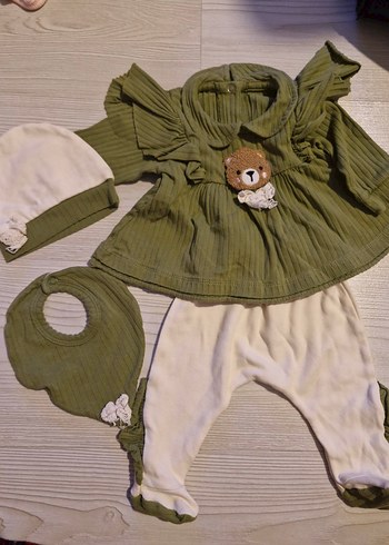 Kız bebek haki alt üst takım - Görsel 6