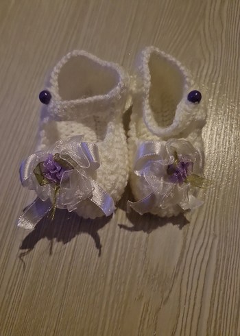 Kızlar için Beyaz Örgü Bohem Patik - Görsel 2