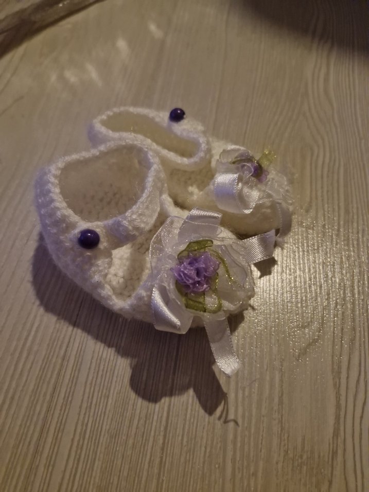 Kızlar için Beyaz Örgü Bohem Patik - Görsel 3