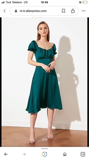 Yeşil saten abiye - Görsel 2