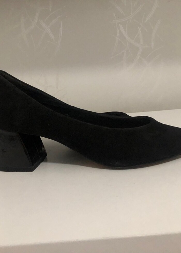 Dolgu topuklu süet  stiletto - Görsel 4