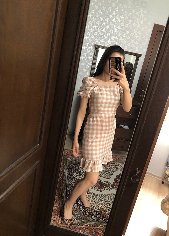 Kareli elbise - Görsel 3