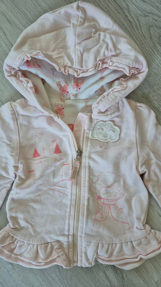 Kız Çocuk Pembe Kapüşonlu Fermuarlı hırka - Görsel 2