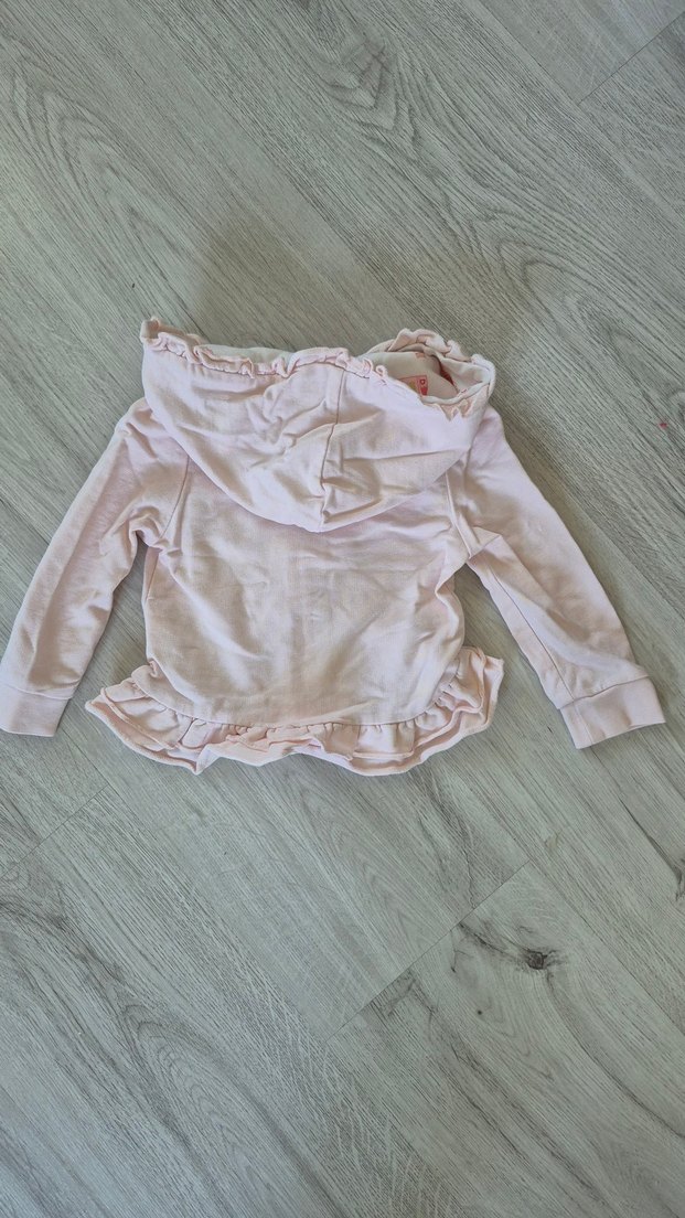 Kız Çocuk Pembe Kapüşonlu Fermuarlı hırka - Görsel 3