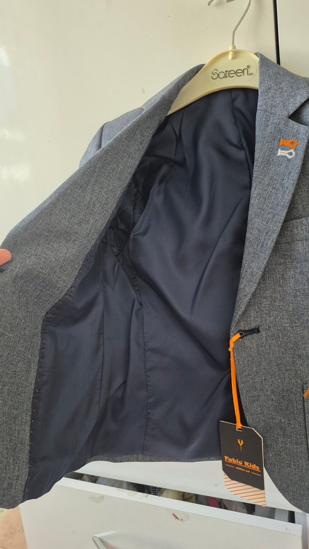 Gri Erkek bebek Çocuk blazer Ceket - Görsel 3