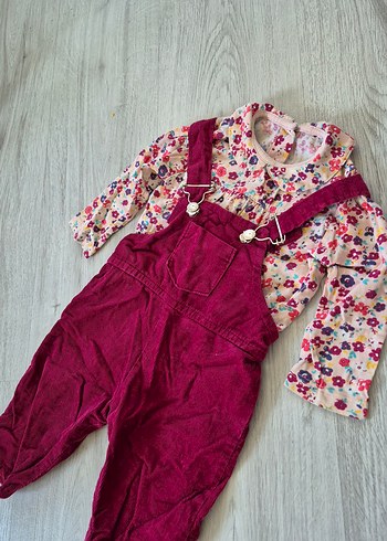 Bordo Düğmeli unisex bebek bahçıvan tulum - Görsel 2