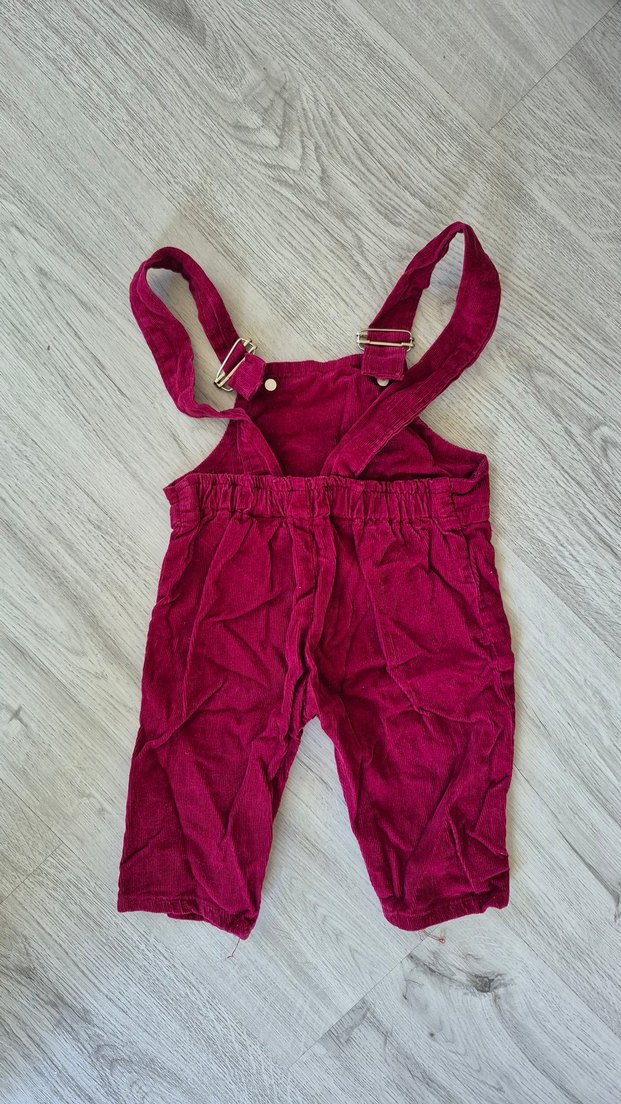 Bordo Düğmeli unisex bebek bahçıvan tulum - Görsel 4
