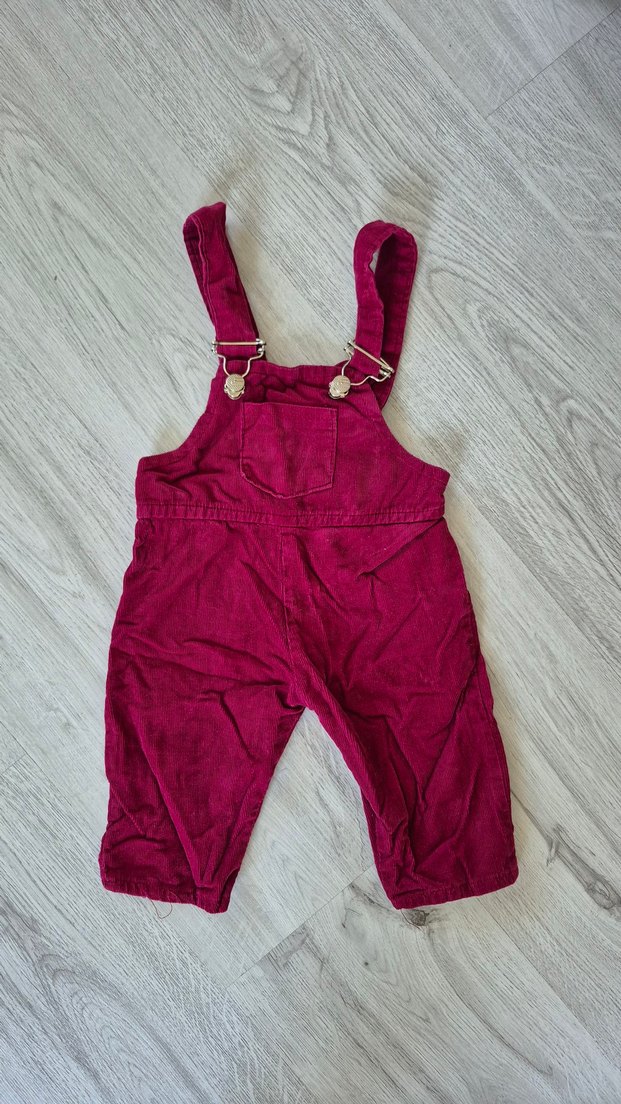 Bordo Düğmeli unisex bebek bahçıvan tulum - Görsel 3