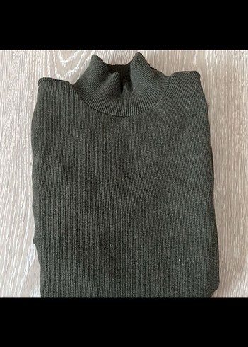 Koton Haki örme Uzun Kollu Yüksek Yaka Elbise