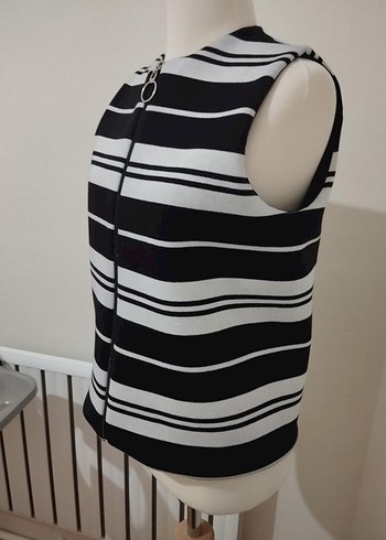 beyaz siyah enine çizgili kumaş - Görsel 9