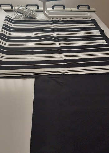 beyaz siyah enine çizgili kumaş - Görsel 6