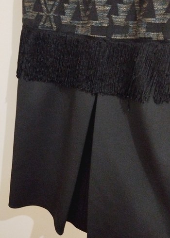 Uzun Kollu Siyah Desenli Kadın Elbise - Görsel 8