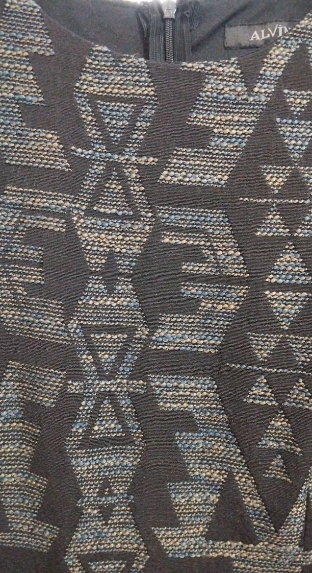 Uzun Kollu Siyah Desenli Kadın Elbise - Görsel 3