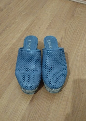 kot mavi hakiki deri dolgu topuk terlik - Görsel 6