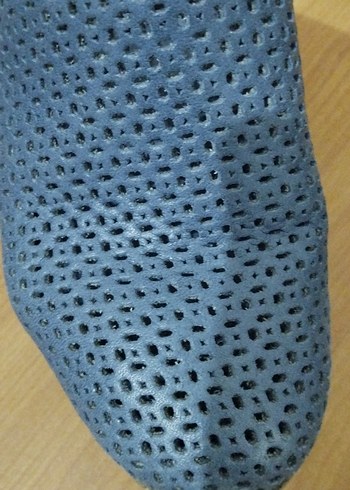 kot mavi hakiki deri dolgu topuk terlik - Görsel 7