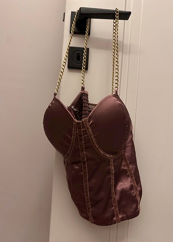 Zincir Detaylı Bordo Kadın Büstiyer - Görsel 2