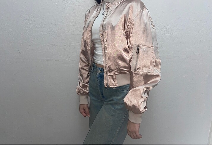 Saten bomber ceket - Görsel 3