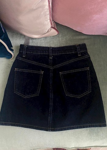 Siyah Kemerli Kısa Kot Etek - Görsel 2