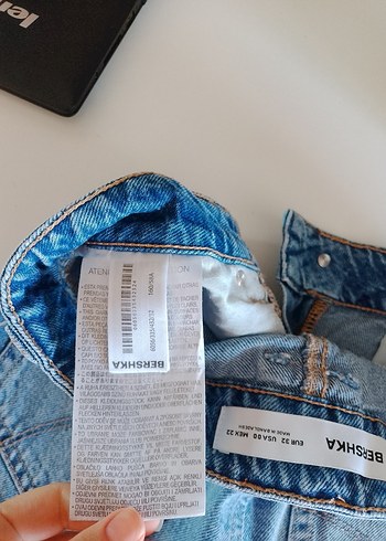 Kemerli Mavi Denim Mini Etek - Görsel 7