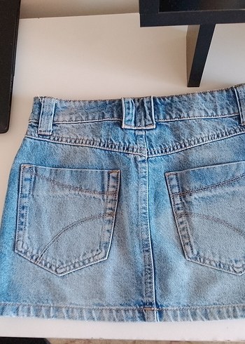 Kemerli Mavi Denim Mini Etek - Görsel 5