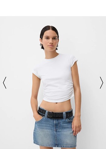 Kemerli Mavi Denim Mini Etek - Görsel 3