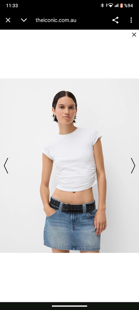 Kemerli Mavi Denim Mini Etek - Görsel 3