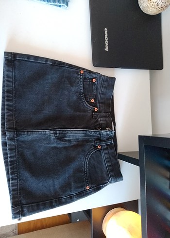 Siyah Kadın Denim Mini Etek - Görsel 7