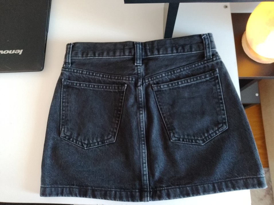Siyah Kadın Denim Mini Etek - Görsel 5