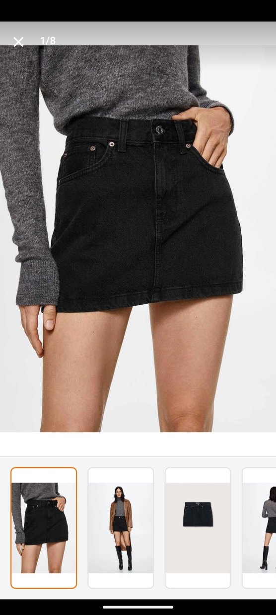 Siyah Kadın Denim Mini Etek - Görsel 2