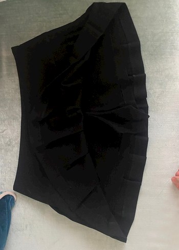 Kadın Siyah Pilili Mini Etek - Görsel 2