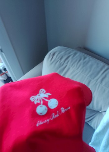 Kırmızı Baskılı Mini Crop Top - Görsel 5