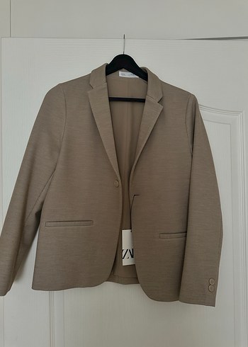 Bej Keten Blazer Ceket