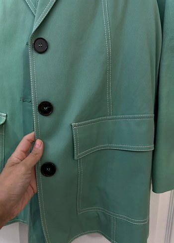 m Beden Yeşil Kemerli Blazer takım