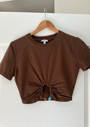 Kahverengi twist Crop Top