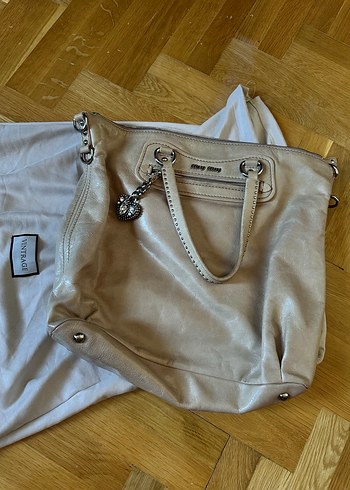 Miu Miu Miu Miu Bej Vitello Shine Leather Tote